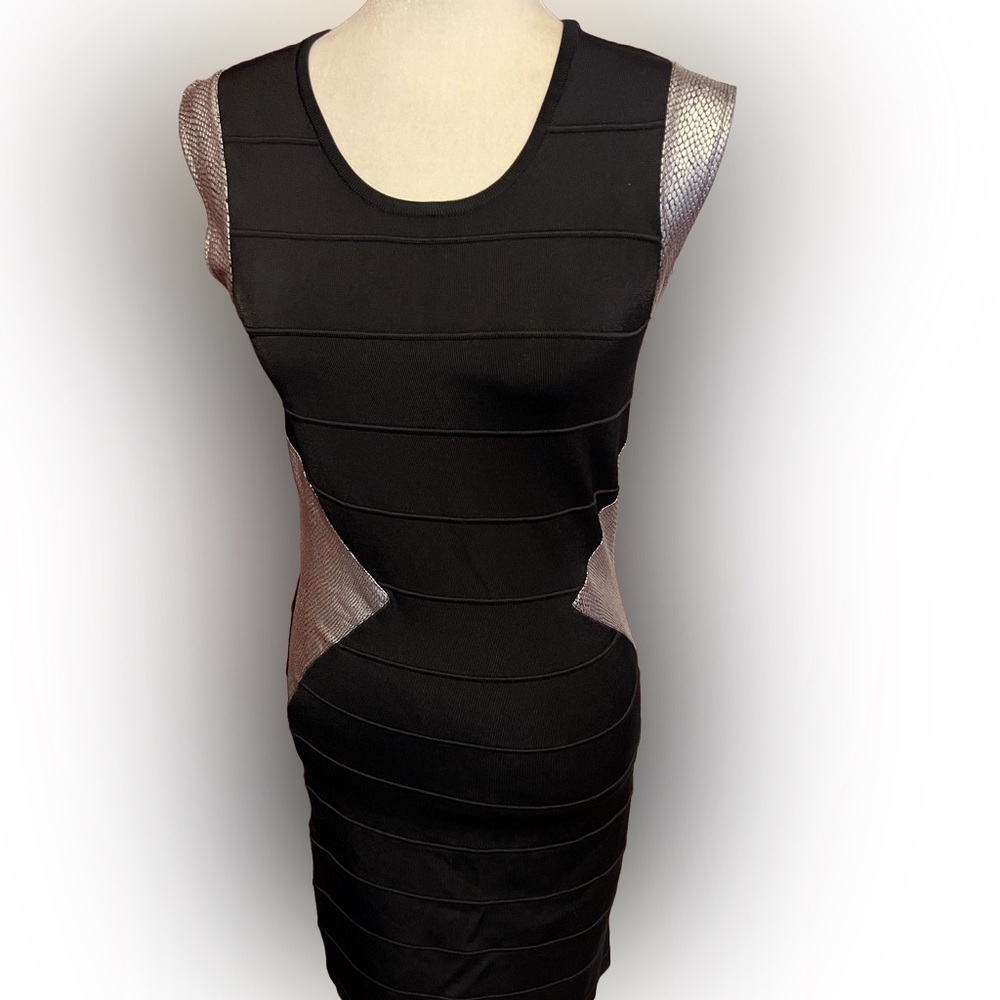 Vintage RARE Alberto Makali Bodycon Black Dress Rayon Blend M